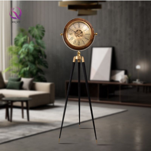 MKMJ Vintage stile americano di lusso treppiede orologio ingranaggio meccanico in metallo oro orologio da pavimento per soggiorno decorazioni per la casa - Product Image 3