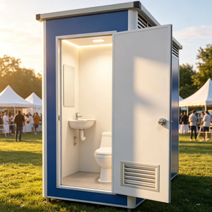 Unité mobile de toilettes et douche portables <span class=keywords><strong>avec</strong></span> structure en acier et panneaux colorés, double unité extérieure <span class=keywords><strong>avec</strong></span> toilettes à chasse d'eau et lavabo pour le camping - Product Image 1
