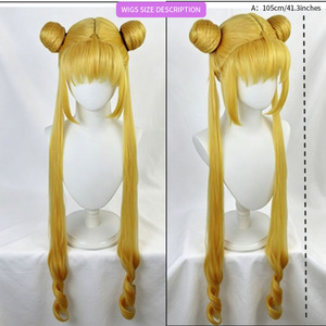 Peluca <span class=keywords><strong>de</strong></span> cosplay <span class=keywords><strong>de</strong></span> Sailor Moon <span class=keywords><strong>de</strong></span> 41 pulgadas resistente al calor, 180% <span class=keywords><strong>de</strong></span> densidad, para mujer, rubia, con moños gemelos, rizos <span class=keywords><strong>largos</strong></span> en espiral, <span class=keywords><strong>princesa</strong></span> <span class=keywords><strong>de</strong></span> anime - Product Image 2