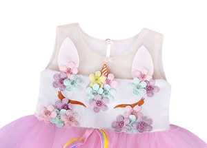All'ingrosso estate pizzo principessa ragazze unicorno vestito bambini cartone animato con fascia Costume da palcoscenico ragazze abiti da festa di compleanno - Product Image 4