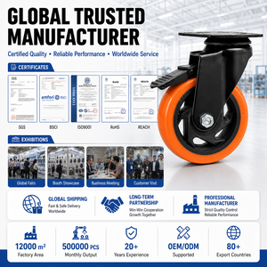 3/4/5/6 Inch Swivel <strong>Wheel</strong> Industrial Trolly Castor Orange Swivel Heavy Duty <strong>Caster</strong> <strong>Wheels</strong> for Workbench - Product Image 3