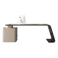 Bureau de direction moderne de luxe ergonomique et durable avec tiroirs, pour bureau à domicile, en bois avec surface en céramique/verre, multifonctionnel, à assembler
