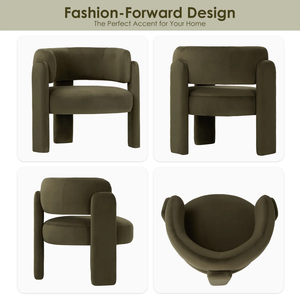 Poltrona Moderna in Velluto a Un Posto con Braccioli Integrati, Struttura <span class=keywords><strong>Verde</strong></span> Oliva, Arredamento Imbottito per Soggiorno - Product Image 5