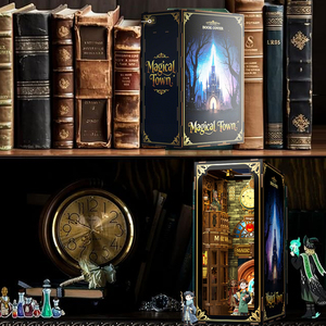 Kit de puzzle <span class=keywords><strong>en</strong></span> <span class=keywords><strong>bois</strong></span> 3D à faire soi-même, Book Nook, nouveautés 2025, cadeau d'Halloween et de Noël, Booknook, librairie éternelle avec lumières LED - Product Image 4