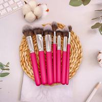 Juego de Brochas de Maquillaje de Alta Calidad de 7/8/15 Piezas, Color Rosa Rojo, Brocha para Rubor, Polvo, Sombra de Ojos, Cejas, Juego de Brochas de Maquillaje Glitz and Glam