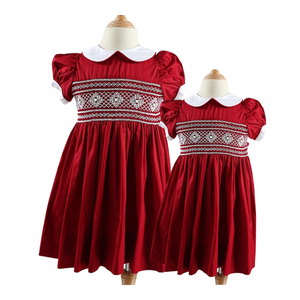 Robes 100 % coton smockées à la main TG pour bébés filles - Anti-plis, écologiques, respirantes, tenue décontractée de l'usine Hai Duong - Product Image 1