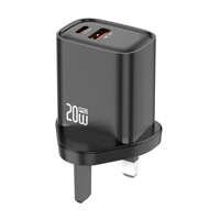 Cargador PD20W con Doble Puerto A+C, Carga Rápida, Enchufe EU, US, UK, Compatible con Teléfonos Apple y Samsung, Cargador Estándar