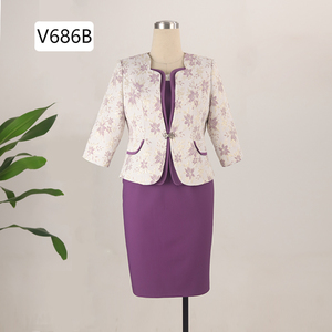 Venta Directa de Fábrica, Trajes Formales de 2 Piezas para Mujer, Tallas Grandes, Vestidos para Iglesia, 100% Poliéster, Largo hasta la Rodilla, Ropa para Ocasiones Especiales - Product Image 4