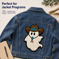Écussons chenille personnalisés avec logo, style cowboy, grands badges brodés pour marques de vêtements, solution OEM ODM tout-en-un en gros