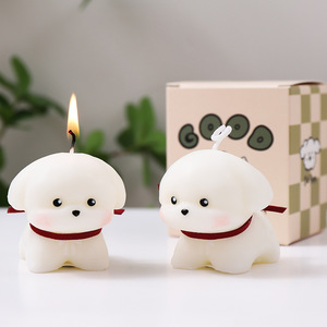 Handmade Eco-friendly Cute Puppy <b>Soy</b> <b>Wax</b> Aromatherapy Candle Creative Home Decoration for Birthdays Weddings Christmas Parties - Product Image 1