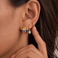JUSNOVA Grosir Anting Baja Tahan Karat 316L Anting Kristal Model Tetes 18K PVD Emas Set Bunga Anting Kristal Model Tetes Wanita Grosir