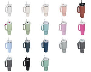 Gobelet isotherme de 40 oz à grande capacité avec poignée, en acier inoxydable 304, tasse de voyage pour voiture avec couvercle à paille, logo personnalisé - Product Image 6