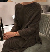 Pull tricoté en Polyester et coton pour femme, ensemble de 2 pièces de styliste, vente en gros