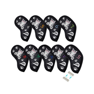 Couverture de tête de fer en cuir PU noir <span class=keywords><strong>Golf</strong></span> Portable pour 3 4 5 6 7 <span class=keywords><strong>8</strong></span> 9 Clubs PW <span class=keywords><strong>SW</strong></span> AW pour Iron Club - Product Image 2