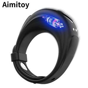 Aimitoy 수탉 반지 조절 버클 남성 진동기 10 진동 모드 시계 디자인 남성 진동기 성인 섹스