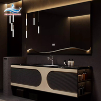 Miroir LED mural en bois pour salle de bain, vasque en céramique, design moderne, tiroirs à fermeture douce, résistant à l'eau, facile à nettoyer, garantie 3 ans