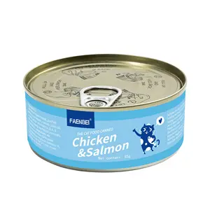 Makanan ringan hewan peliharaan OEM ODM makanan ayam kalengan Cob Tuna Chunks in Gravy kucing Makanan basah