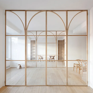 Grandsea último diseño francés personalizado <span class=keywords><strong>exterior</strong></span> entrada frontal arco <span class=keywords><strong>puertas</strong></span> de vidrio elegante puerta de hierro forjado para Villa jardín - Product Image 1