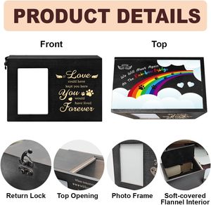 Köpek ve kedi külleri için urnlar, fotoğraf çerçeveli ahşap evcil hayvan hatıra eşyaları, evcil hayvanları anma ve hatıra hediyeleri - Product Image 3
