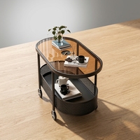 Nouvelle table basse de salon design avec roulettes Bjflamingo, plateau en verre trempé et structure robuste