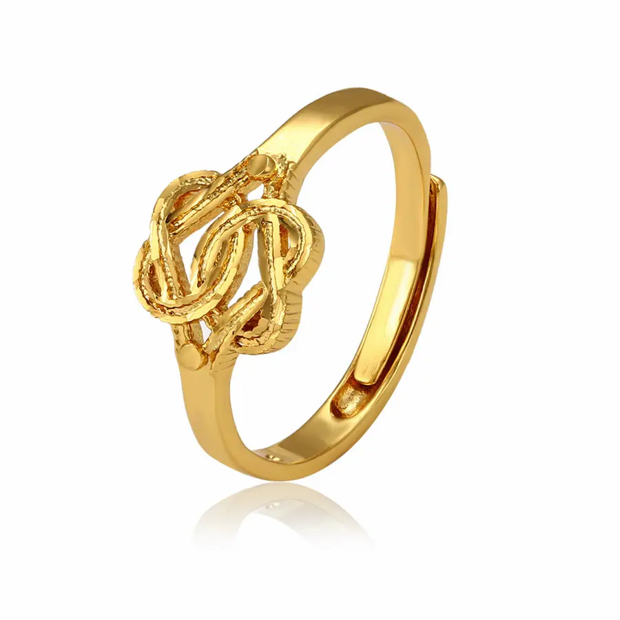 Xuping Fashion Cincin Berlapis Emas 24K Yang Tidak Akan Pudar untuk Waktu Yang Lama, Cincin Dapat Disesuaikan 16507