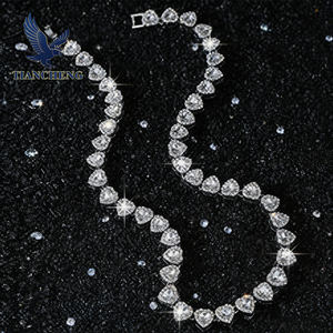 10 मिमी दिल के आकार की रॉक चीनी श्रृंखला वसंत क्लैंप पूर्ण डायमंड ज़िरकॉन टेनिस श्रृंखला व्यक्तित्व सोना प्लेटेड सीज़ हिप हॉप हार हार - Product Image 2