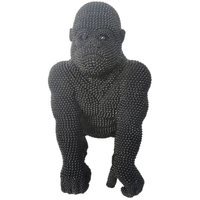 Sculptures d'animaux de haute qualité en résine, artisanat de décoration d'hôtel, de maison, de bureau, grand gorille noir et en or, 12 cm