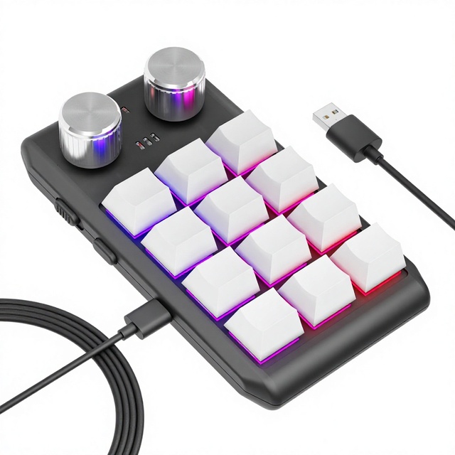 12KV 3-Mode 12-Key Custom Ultra-Thin Blvetooth Keyboard, Hot-Swappable, Programmable for Office, Photoshop, Gaming L727