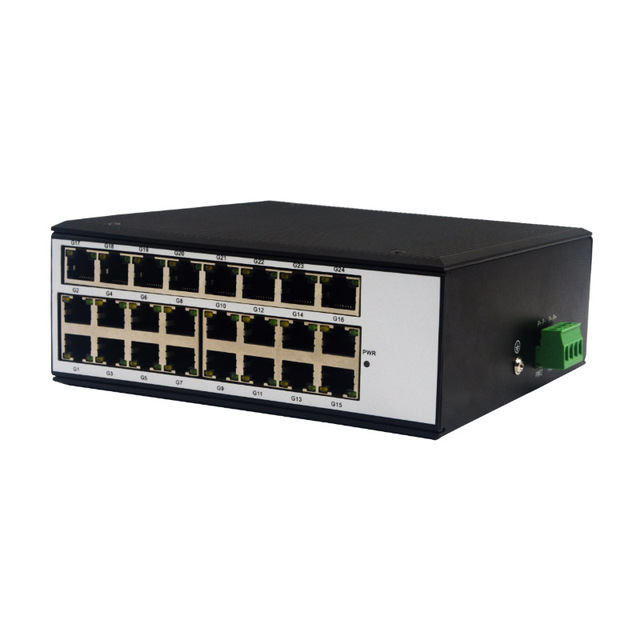 Gigabit 24 Port Industrial Ethernet Switch DIN Rail 10/100/1000Mbps Unmanaged Switch for Network Backbone & Control Room