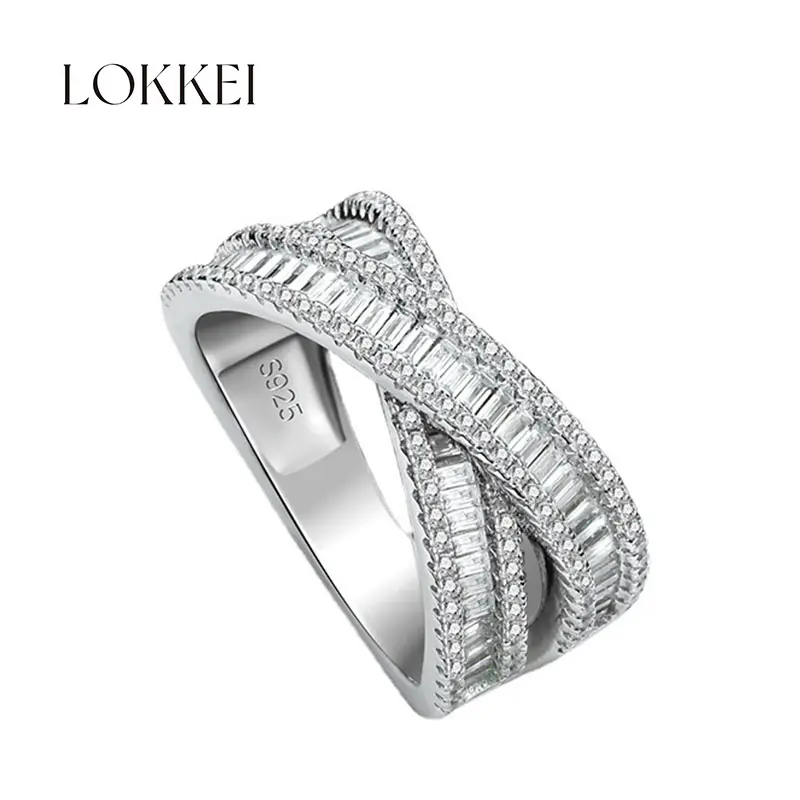 S925 sterling silver cross full diamond double ring index finger knuckle ring high-end design style