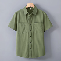 Kemeja Kasual Formal Pria 100% Katun, Lembut, Nyaman, Kancing Depan, Lengan Pendek, Model Single Breasted