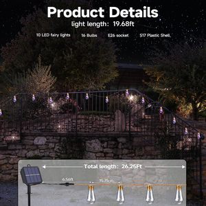 Solar Outdoor String <b>Lights</b> 20Ft Vintage Hemp <b>Rope</b> Multicolor Waterproof Solar Powered Patio Garden Deck Pool Decor - Product Image 3