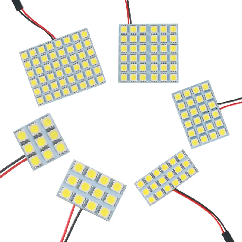 9 12 18 24 36SMD 5050 LED 자동 패널 라이트 독서 돔 전구 자동차 인테리어 지붕지도 램프 T10 W5W C5W C10W 꽃줄 3 어댑터 기본