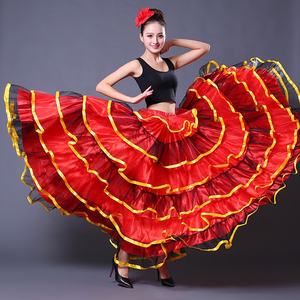 Falda Tutú Larga para Baile de Salón, <span class=keywords><strong>Flamenco</strong></span>, Danza del Vientre, Disfraz de Halloween para Mujer - Product Image 1
