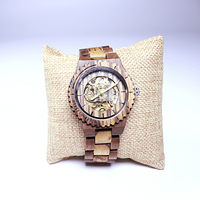 Montre automatique en bois de luxe avec logo personnalisé, design artisanal mécanique