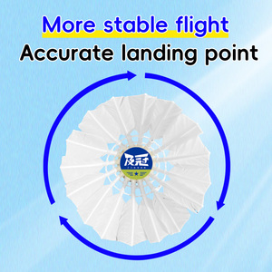 Воланы для бадминтона Ji Guan Super - 6 штук, легкие, 2-слойные, с пробковой головкой из ПУ, натуральное прямое перо, высокая скорость, стабильный полет - Product Image 6