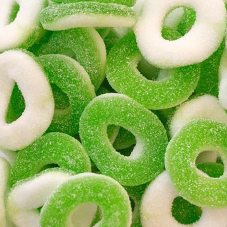 10% Fruchtsaft gehalt Frucht Apfel/Pfirsich Gummi Ring geformte Süßigkeit