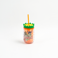 Gobelet en plastique réutilisable de 473 ml en forme d'ananas tropical avec couvercle et paille, personnalisable avec logo, pour fêtes estivales