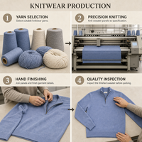Pull en maille personnalisé pour homme à col montant et fermeture éclair courte, service OEM ODM, marque privée, hauts décontractés à manches longues pour l'automne et l'hiver
