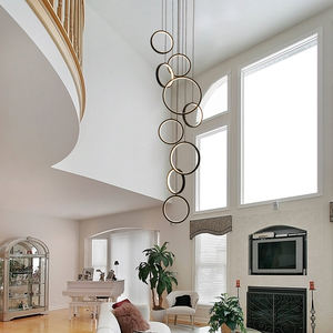 Minimalist SKD Round Circle Pendant Lights 9 Heads <b>Chandelier</b> Lighting <b>for</b> Staircase Home Hotel Villa - Product Image 4