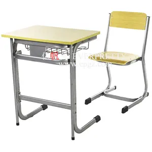 Yeni tasarım okul mobilyaları gri renk Metal kare şekli masası ve öğrenci için sandalye
