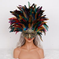 Masque en plumes réglable, doux, tendance, unisexe, cousu à la main, pour cosplay, fêtes, mariages, Halloween, carnaval, Noël, spectacles de danse