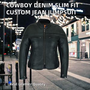 Chaqueta de Cuero Vacuno Unisex de Primera Calidad con Logotipo Frontal, Diseño Protector Ecológico para Motociclistas - Product Image 2