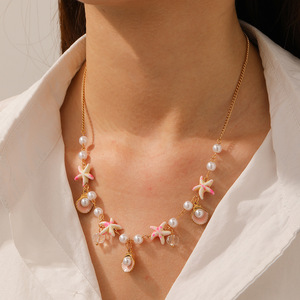 Dễ Thương Bãi Biển Phong Cách Thép Không Gỉ Mặt Dây Chuyền Vòng Cổ 18K Vvd Mạ Vàng Làm xỉn Màu Miễn Phí Sao Biển Vỏ Vòng Cổ Quyến Rũ Cho Phụ Nữ - Product Image 4