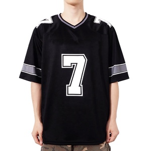 <span class=keywords><strong>Maillot</strong></span> de <span class=keywords><strong>football</strong></span> américain respirant en maille à col en V pour homme, logo personnalisé, coupe ample, séchage rapide, haut athlétique à manches courtes - Product Image 3