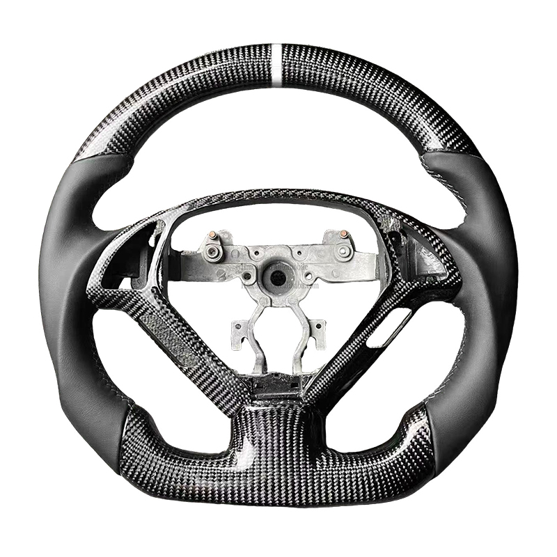 คาร์บอนไฟเบอร์ + หนังเรียบ + เย็บลายสีขาว