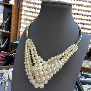 2025 New High Quality Custom Vintage <b>Pearl</b> <b>Necklace</b> Set Full Neck Choker Covering Copper Beads Chain for Anniversary - Product Image 3