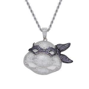 Collane con Ciondoli Tartarughe Ninja in Ottone Placcato Ghiaccio, Gioielli Hip Hop per Uomo - Product Image 3