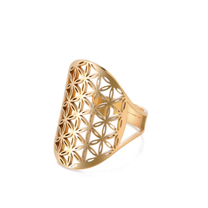 Anillo de Acero Inoxidable con Sello de Ángel Arcángel Metatrón, Los Secretos del Jardín de los Cabalistas, Anillos Geométricos de Salomón para Mujer - Product Image 1