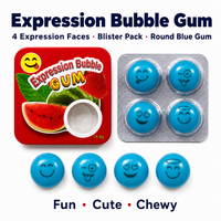 Chewing-gum bulle expressif pour enfants, 4 visages assortis, saveur fruitée, en boîte, friandises fantaisie pour fêtes, confiserie en gros